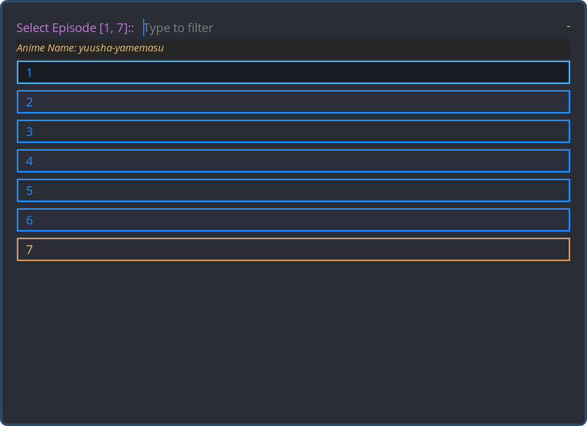 episode selection menu
