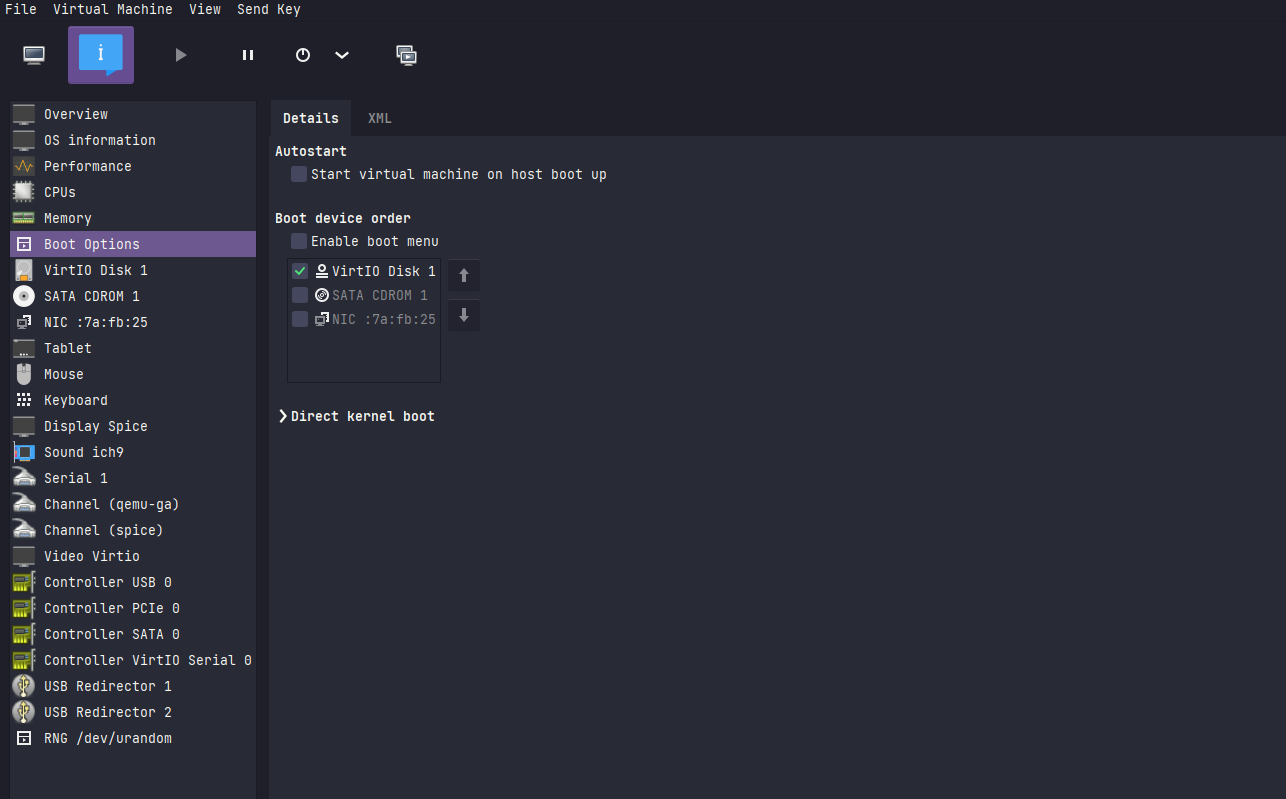 Change boot option to virtual hard disk