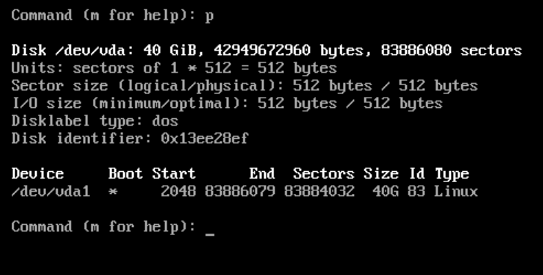 Fdisk partition table output